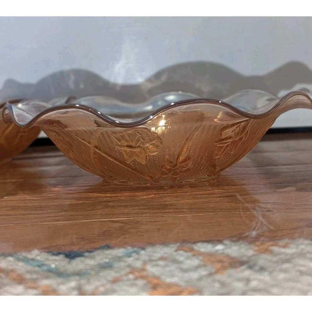 Vintage Carnival‎ Glass Marigold Iris Herringbone Serving Bowls Set of 3 9.5